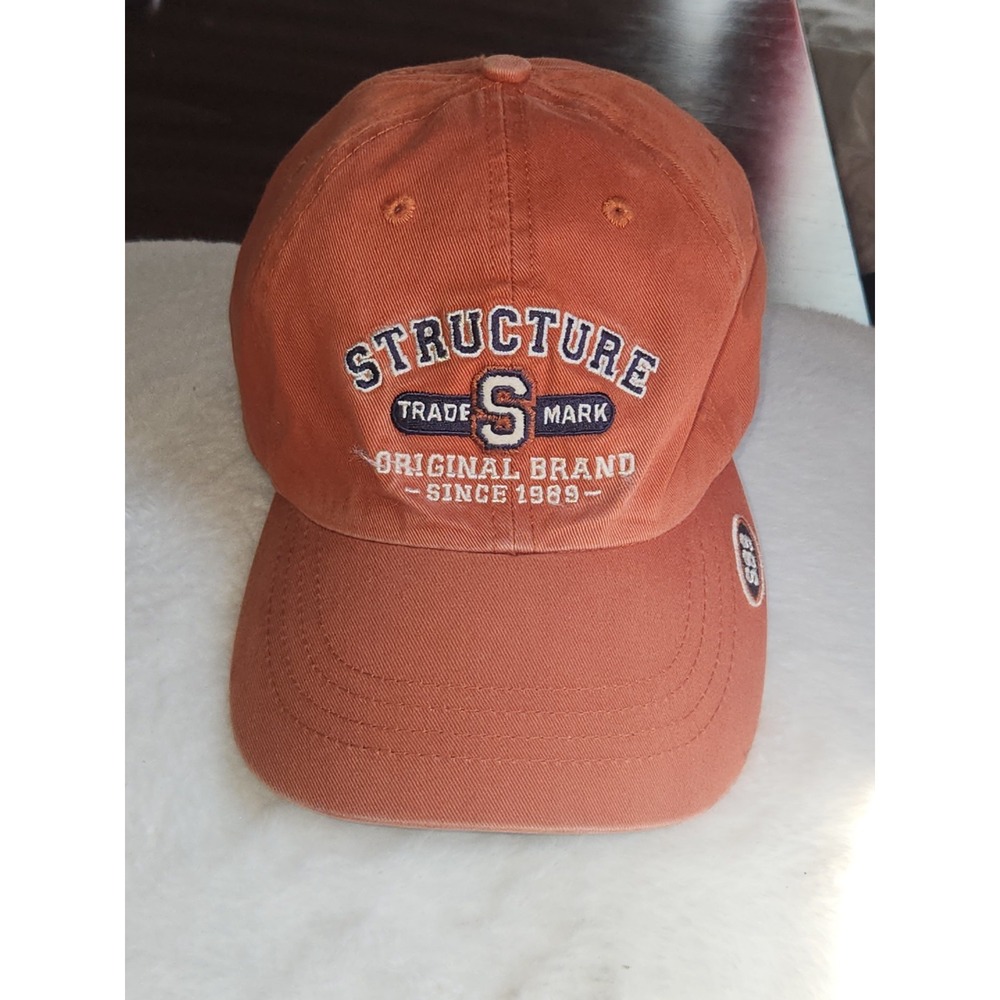 Vintage Structure Embroidered Dad Hat Ball Cap Rust Burnt Orange Cotton NWT